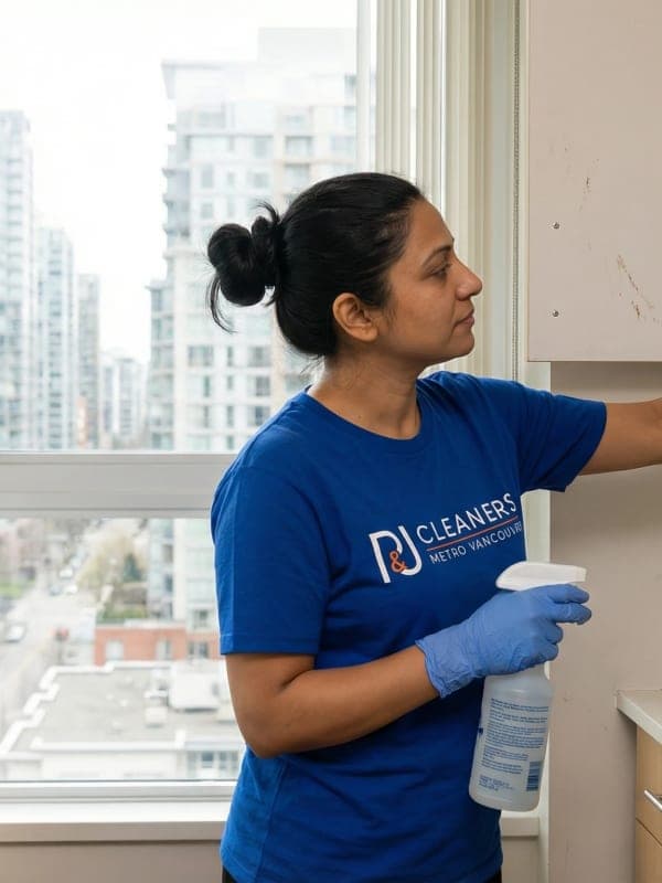 P&J Cleaners specialist performing post-construction cleanup in Vancouver