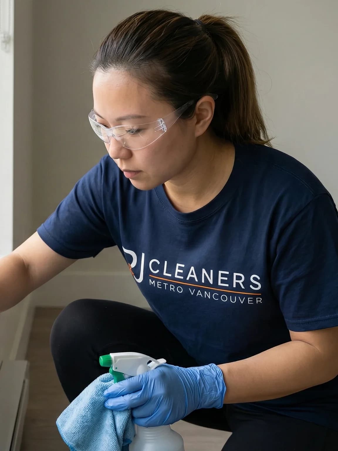 Window track cleaning in North Vancouver home