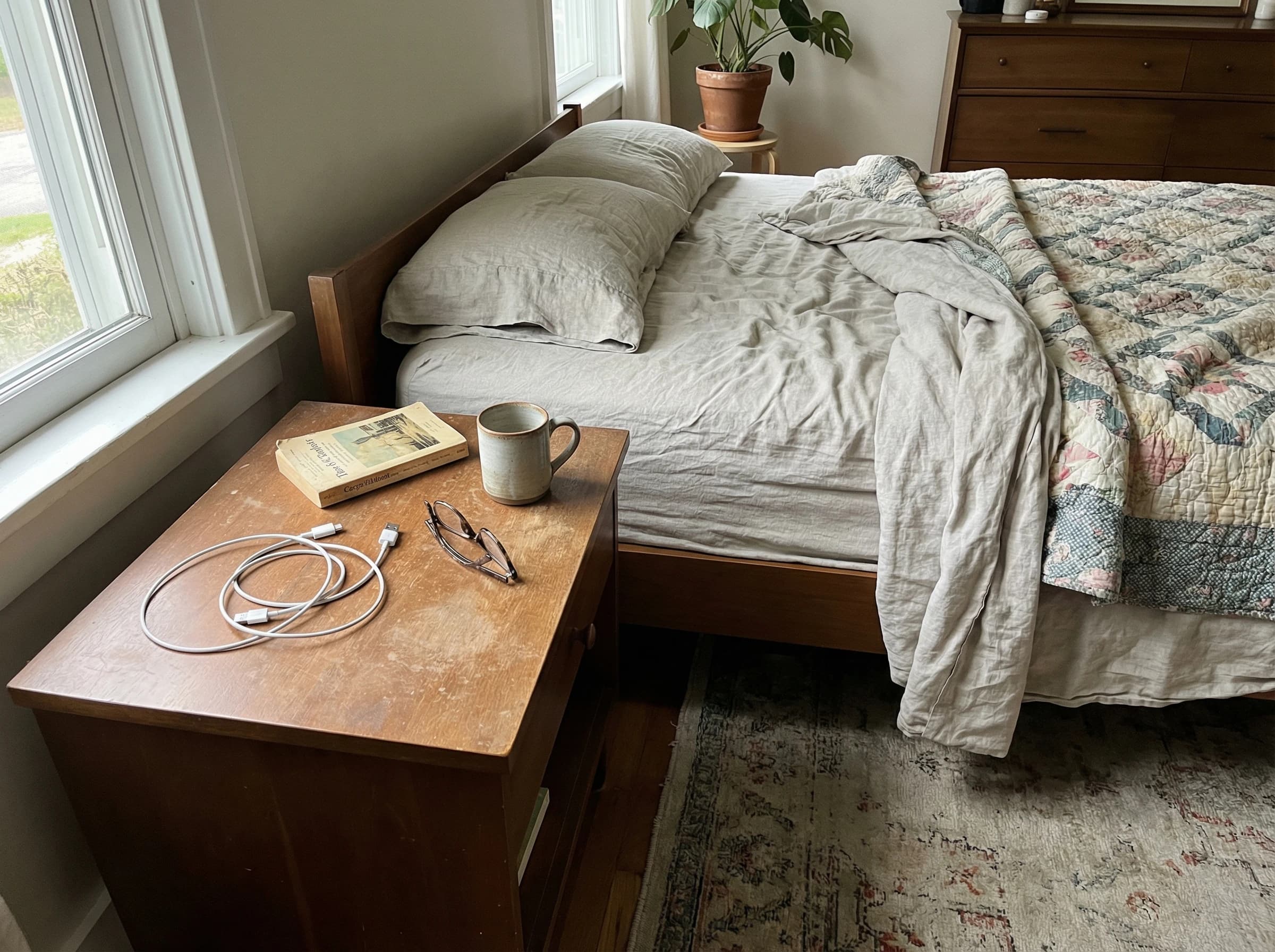Untidy Walnut Grove bedroom before professional house cleaning service
