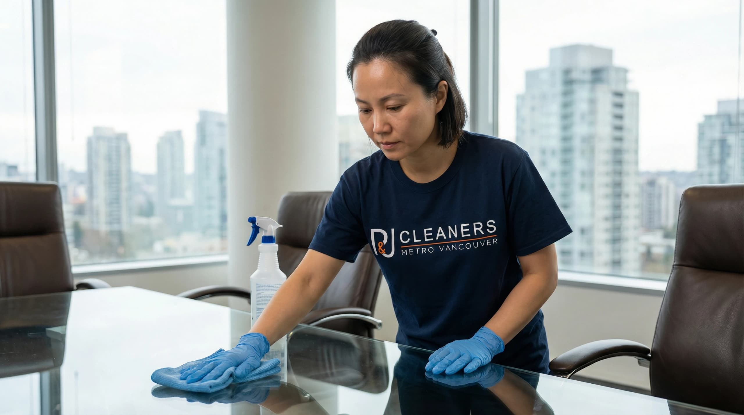 Cleaning professional reviewing project timeline in Langley construction site