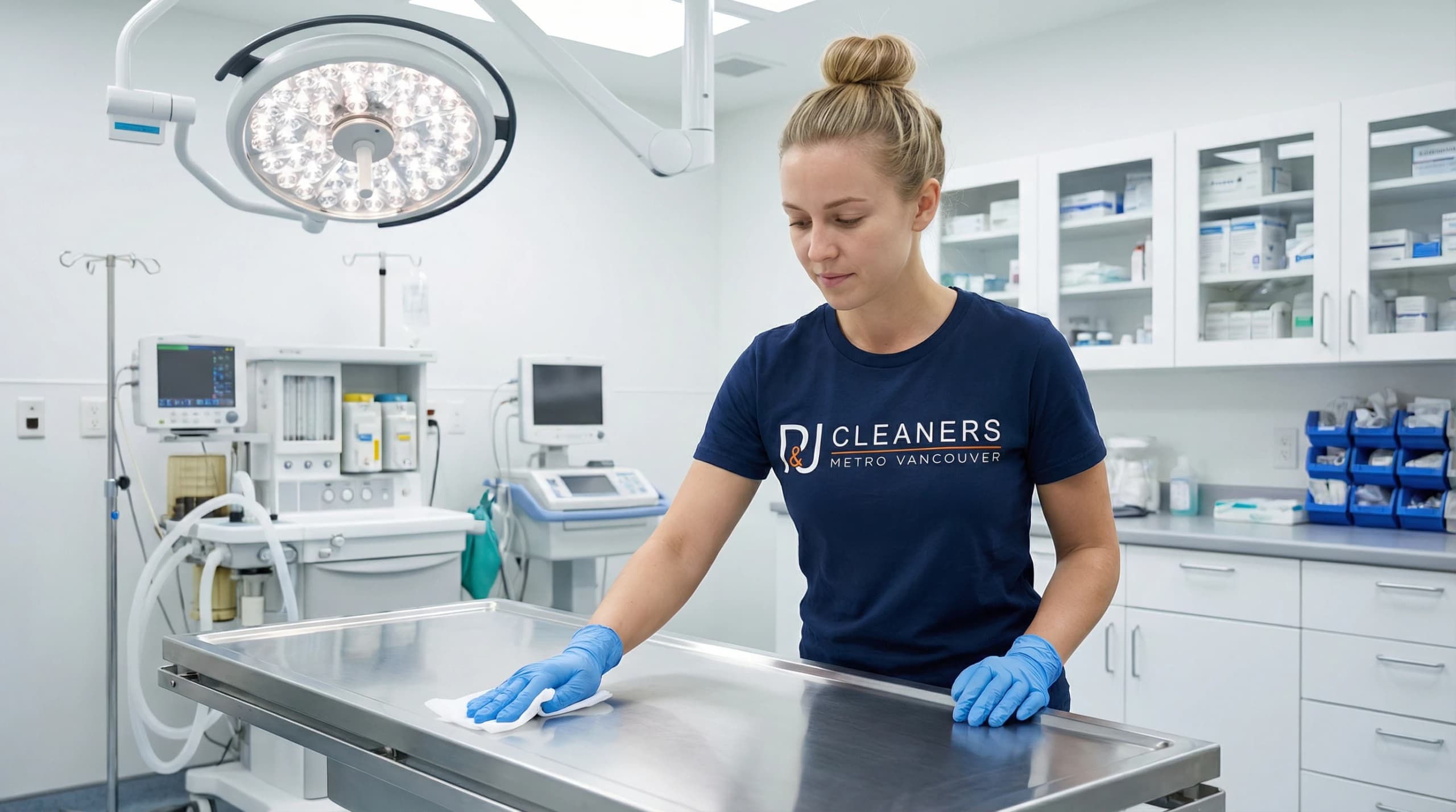 Professional cleaner using commercial equipment to deep clean and sanitize home surfaces