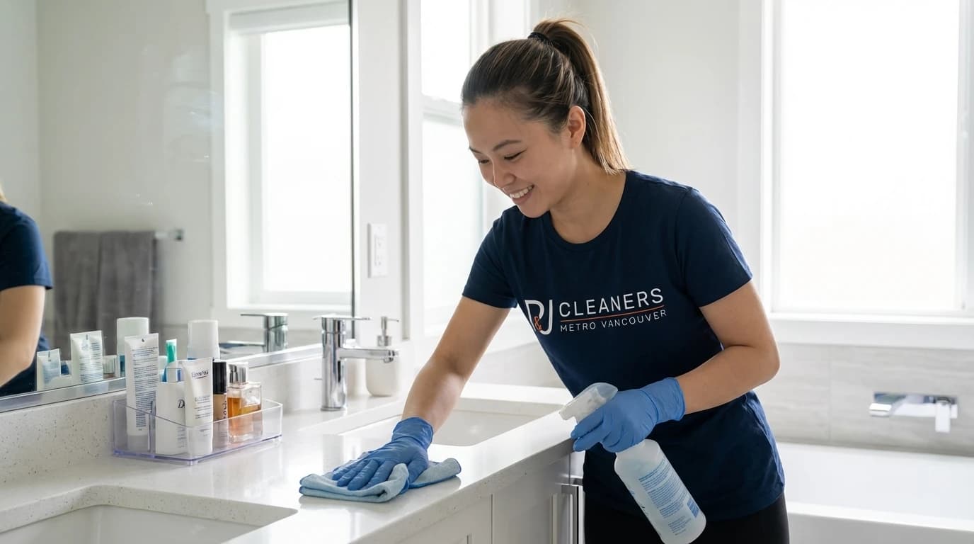 Professional spring cleaning bathroom countertop organization Vancouver