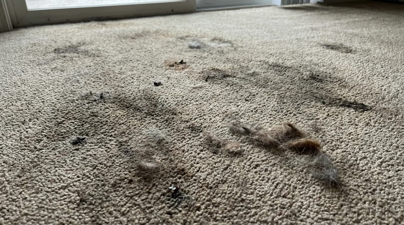 Carpet with stains needing professional cleaning