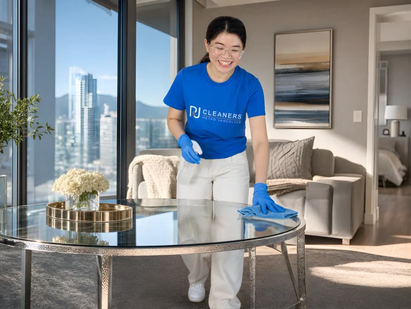 Professional cleaner demonstrating attention to detail